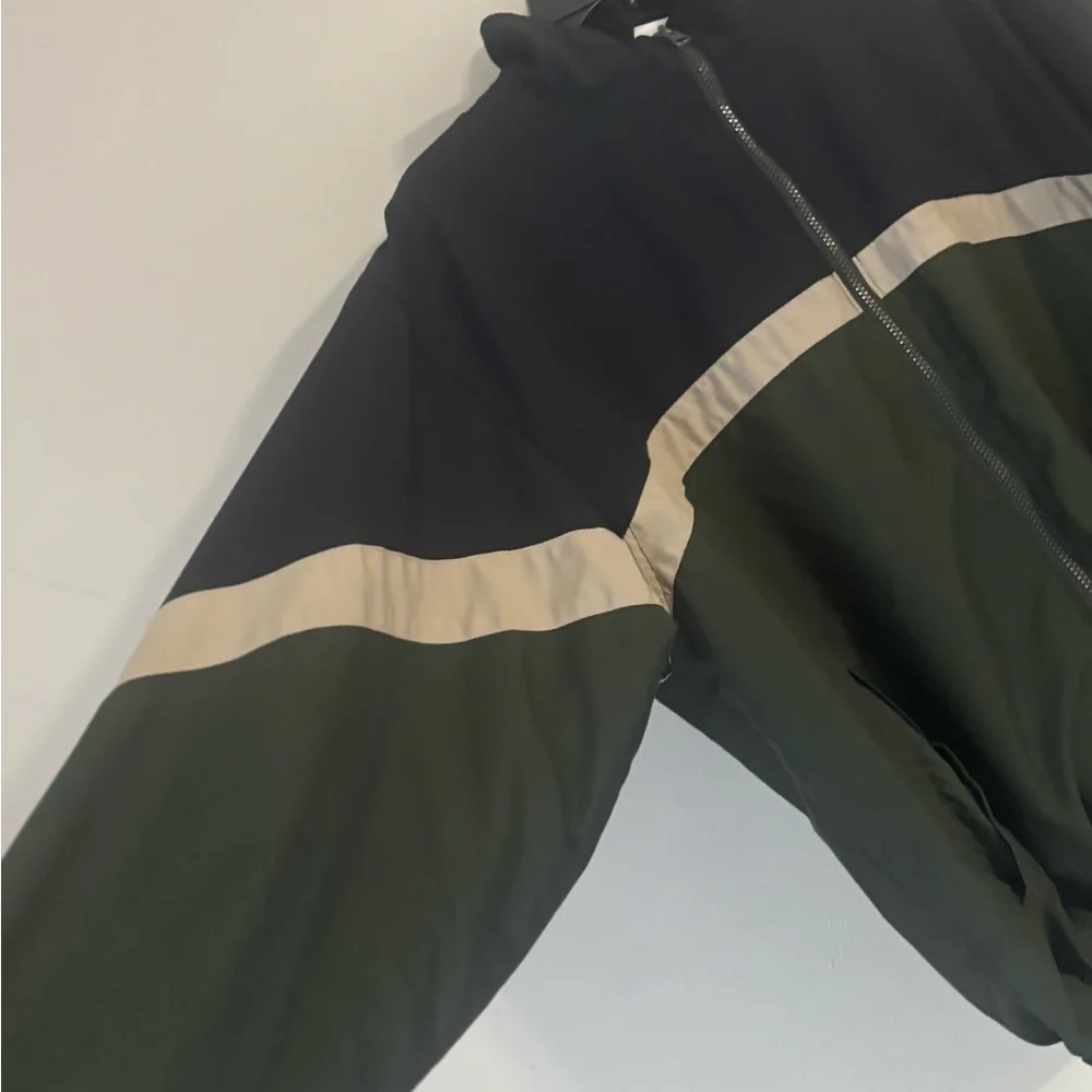 Champion Men's Black & Olive Colorblock Windbreaker with Cream Accents